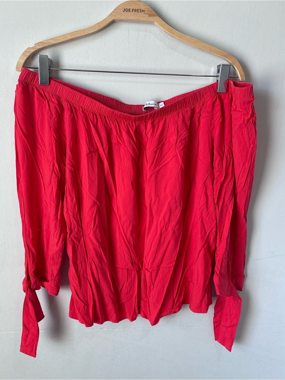 Reitmans Off-the-Shoulder Tie-Sleeve Top | Coral Red | Size S